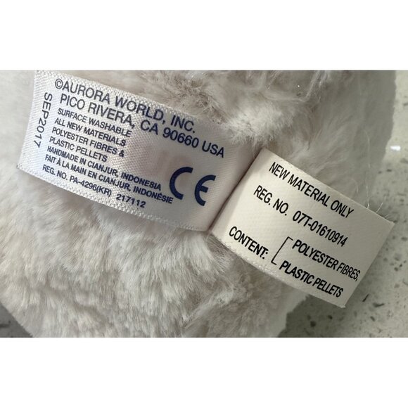 Aurora Plush White Bunny Rabblt Pink Flower Hat 10" Soft Stuffed Animal Easter - Picture 6 of 7